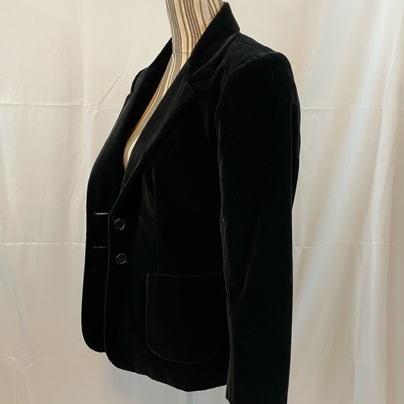 Vintage crushed velvet black blazer medium button front closure - Picture 5 of 10